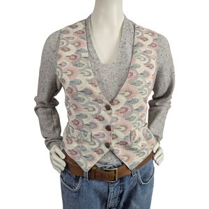 Tapestry Vest, Vintage 90s | Abstract Scalloped Pastel Weave, Size Small